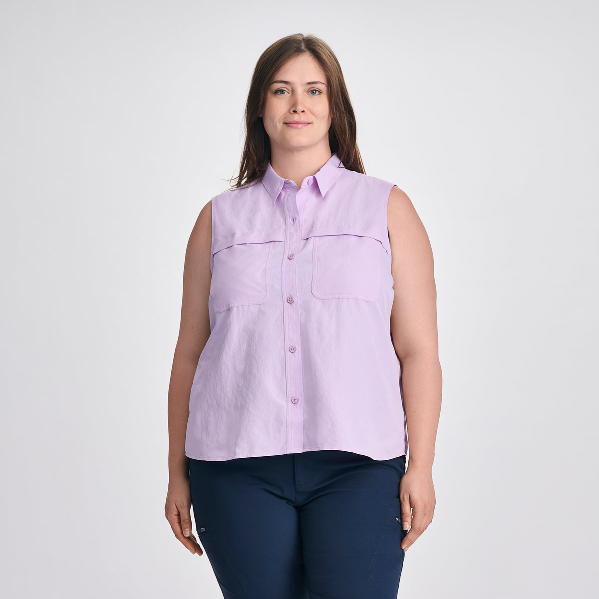 Women's Rainier Ripstop Sleeveless Shirt-Lavender-Plus-C1