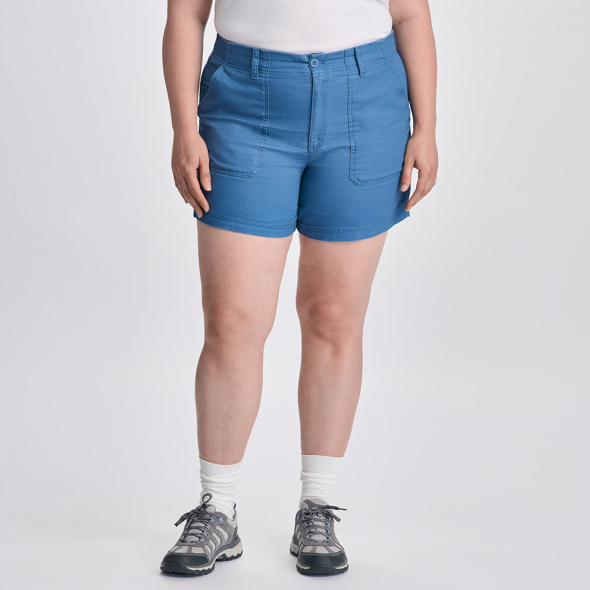 Women's Canvas Utility Shorts-Tile Blue-Plus-C1