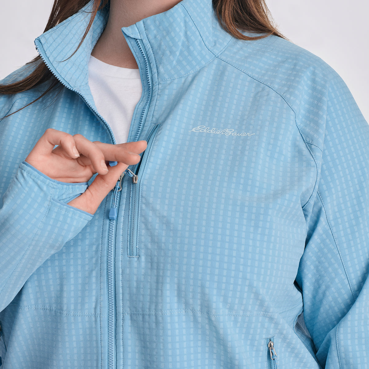 Women's Sandstone Backbone Grid Jacket-Blue Fog-Regular-P2