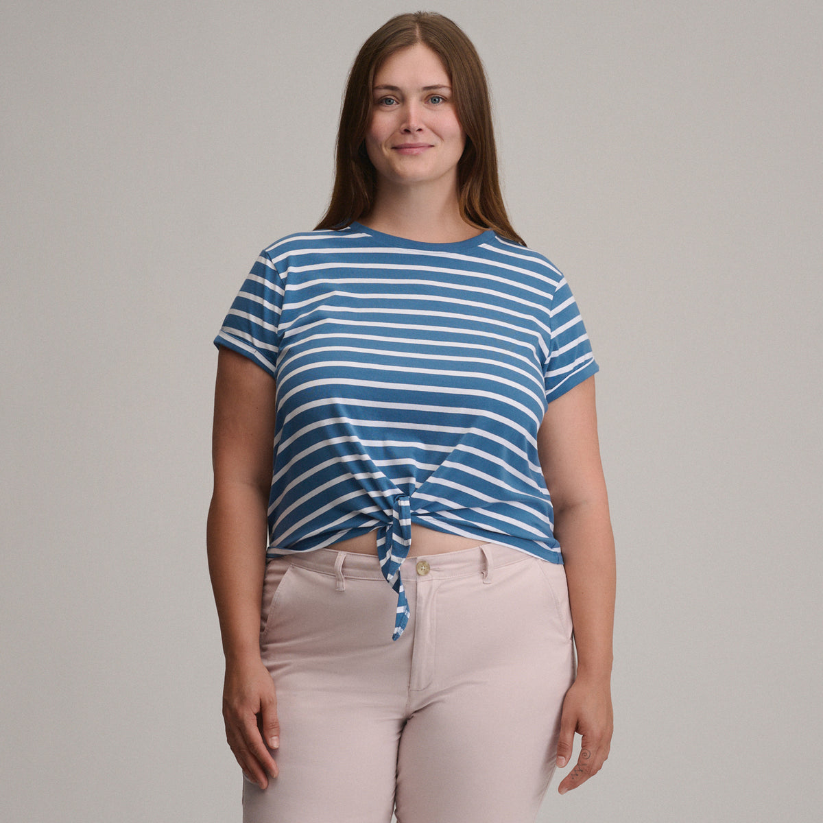 Women's Temp Lite Tie Front Tank-Blue-Plus-21