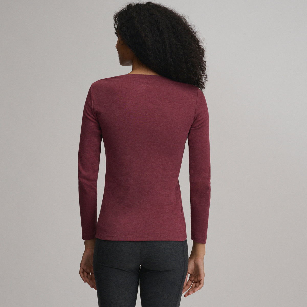 Women's Fav Long Sleeve Crew Neck Tee-Blkcherry-2