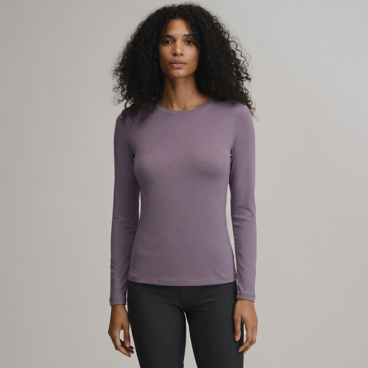 Women's Fav Long Sleeve Crew Neck Tee-Thistle-33