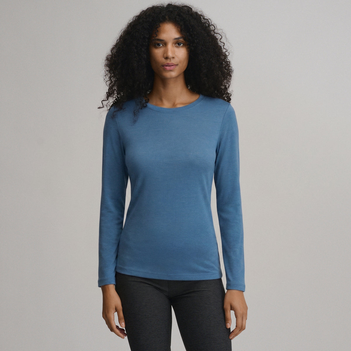Women's Fav Long Sleeve Crew Neck Tee-Tlblu-41