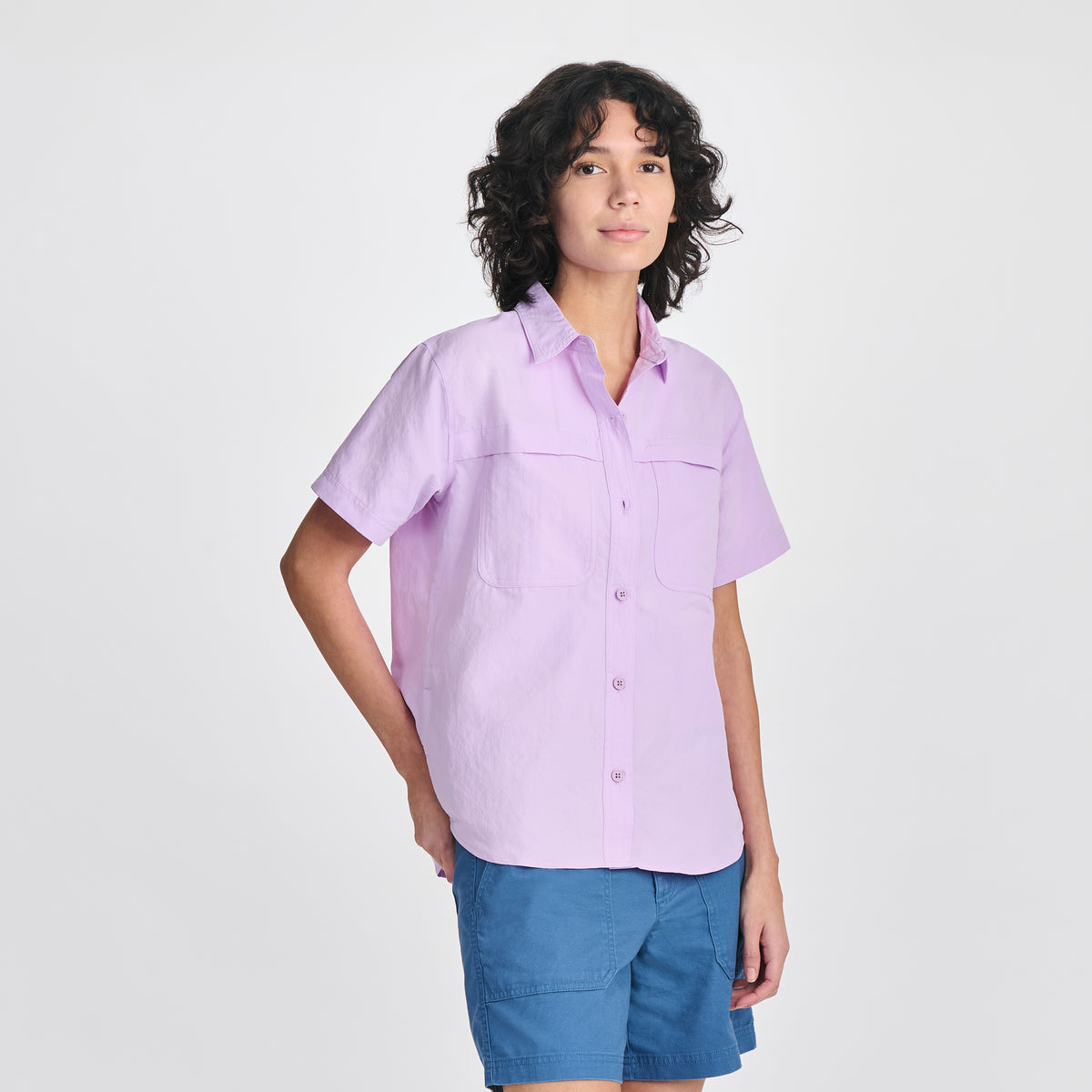 Women's Rainier Short-Sleeve Ripstop Shirt-Lavender-Regular-J1