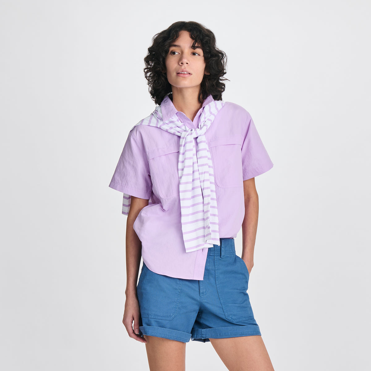 Women's Rainier Short-Sleeve Ripstop Shirt-Lavender-21
