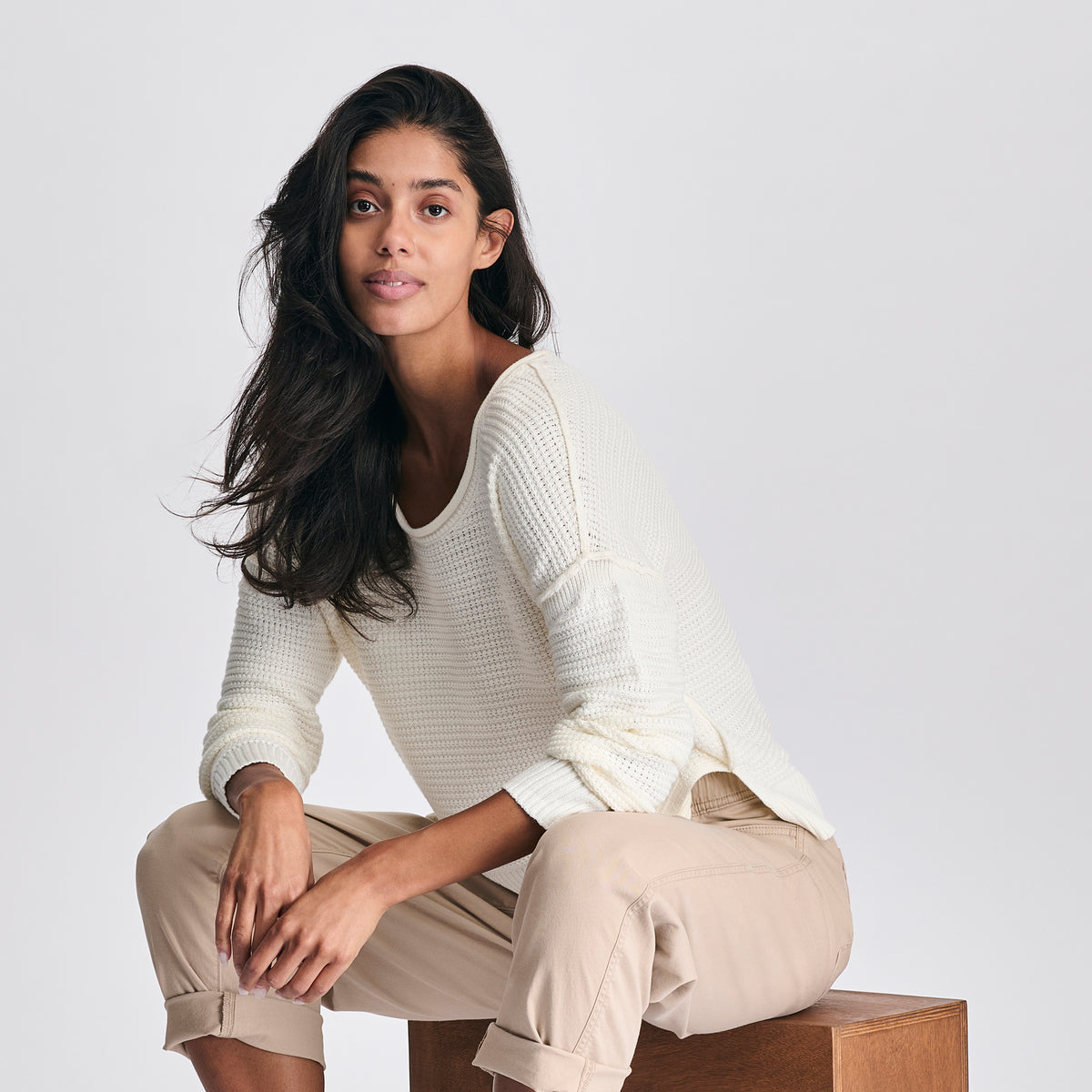 Women's Roll Neck Sweater-Cream-Regular-J1