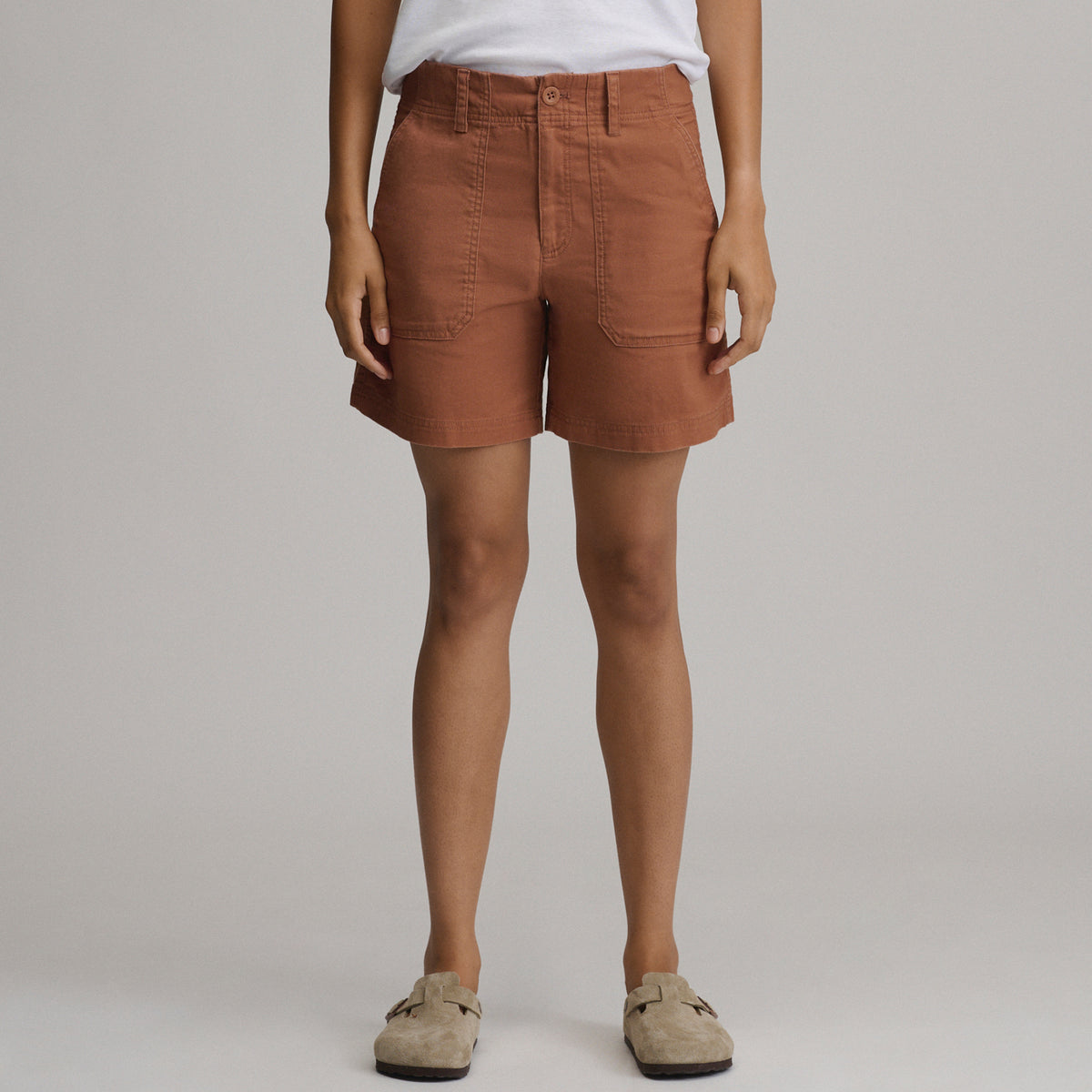 Women's Canvas Utility Shorts-Fawn-1