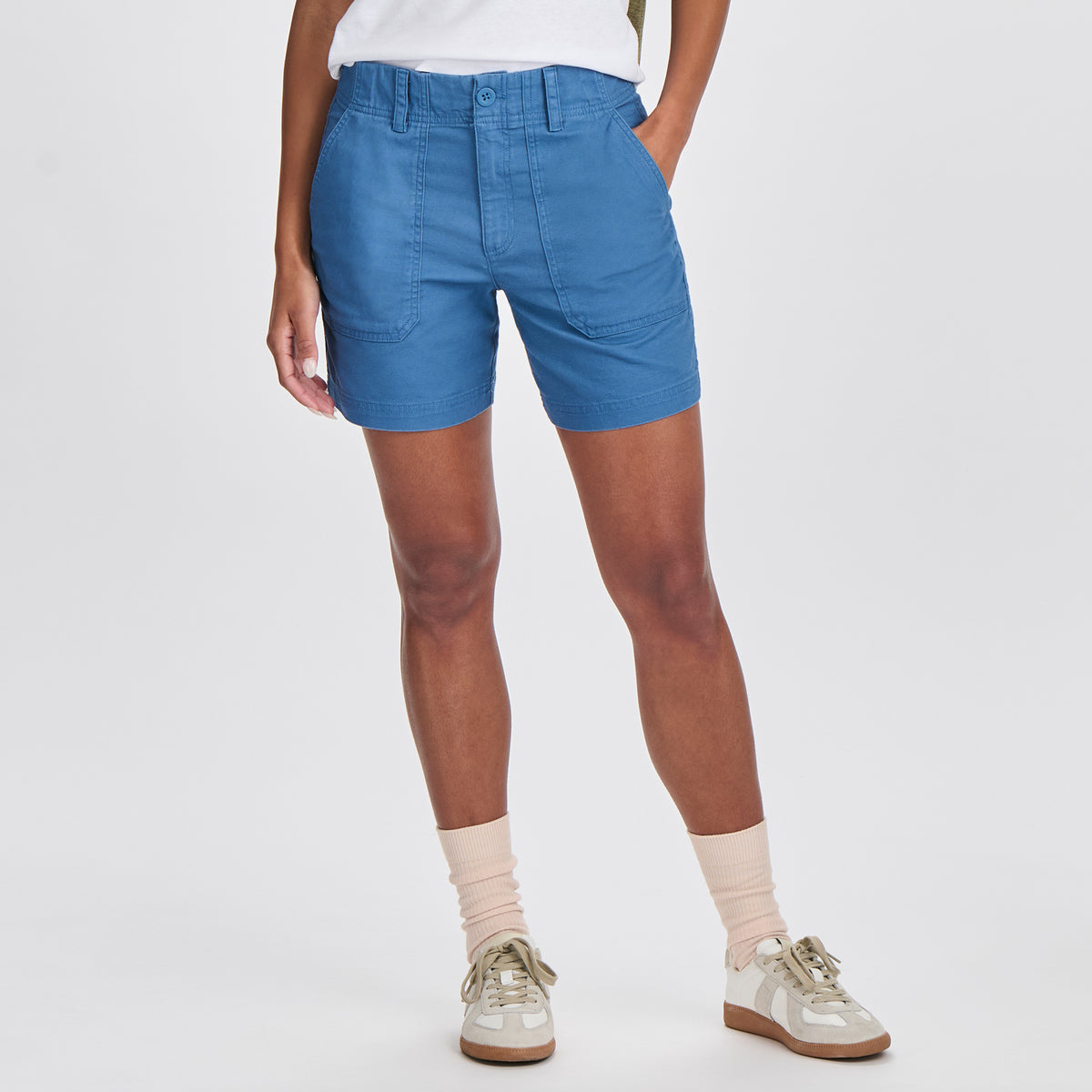 Women's Canvas Utility Shorts-Tile Blue-Regular-C1