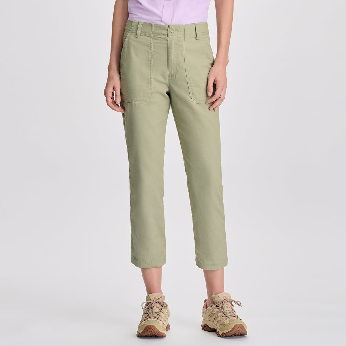 Women's Utility Stretch Canvas Kick Cropped Pants-Dusty Sage-1