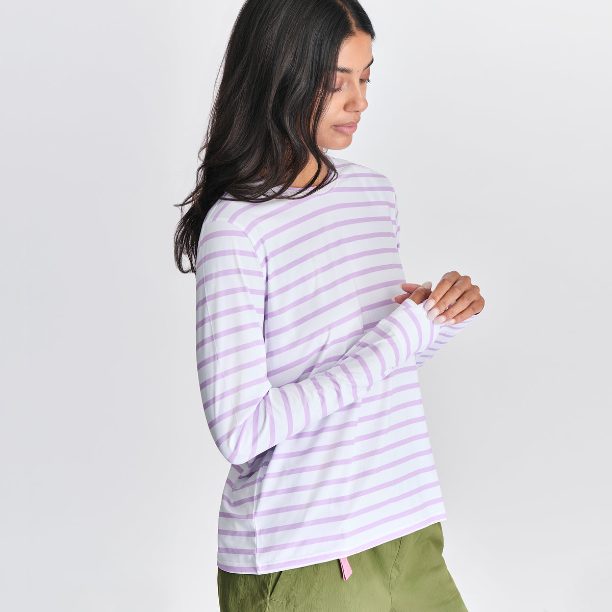 Women's Sundrift UPF Striped Shirt-Lavender-3