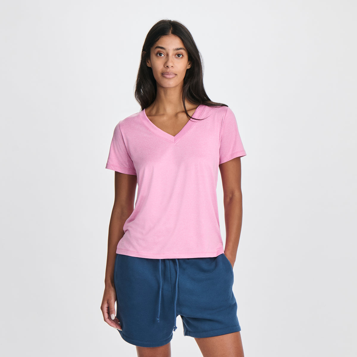Women's Surreal Travel V-Neck T-Shirt-Misty Rose-24