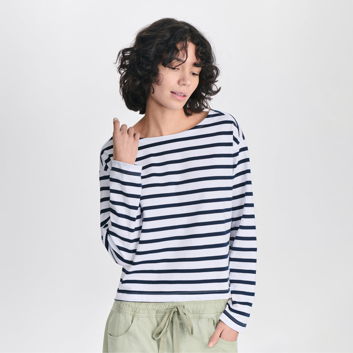 Women's Sailor Bateau Neck T-Shirt-Brook-22