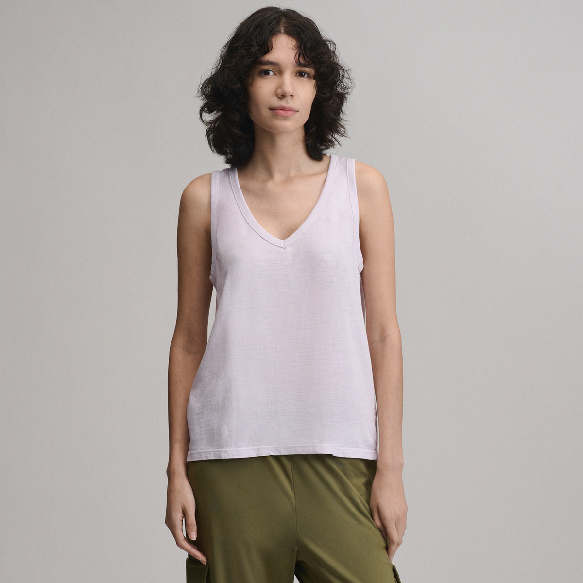 Women's Sunwashed Cotton V-Neck Tank-Cosmos-1