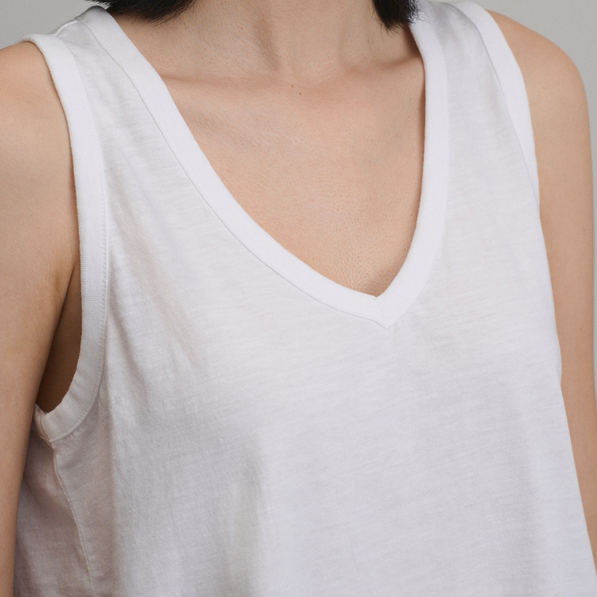Women's Sunwashed Cotton V-Neck Tank-White-11