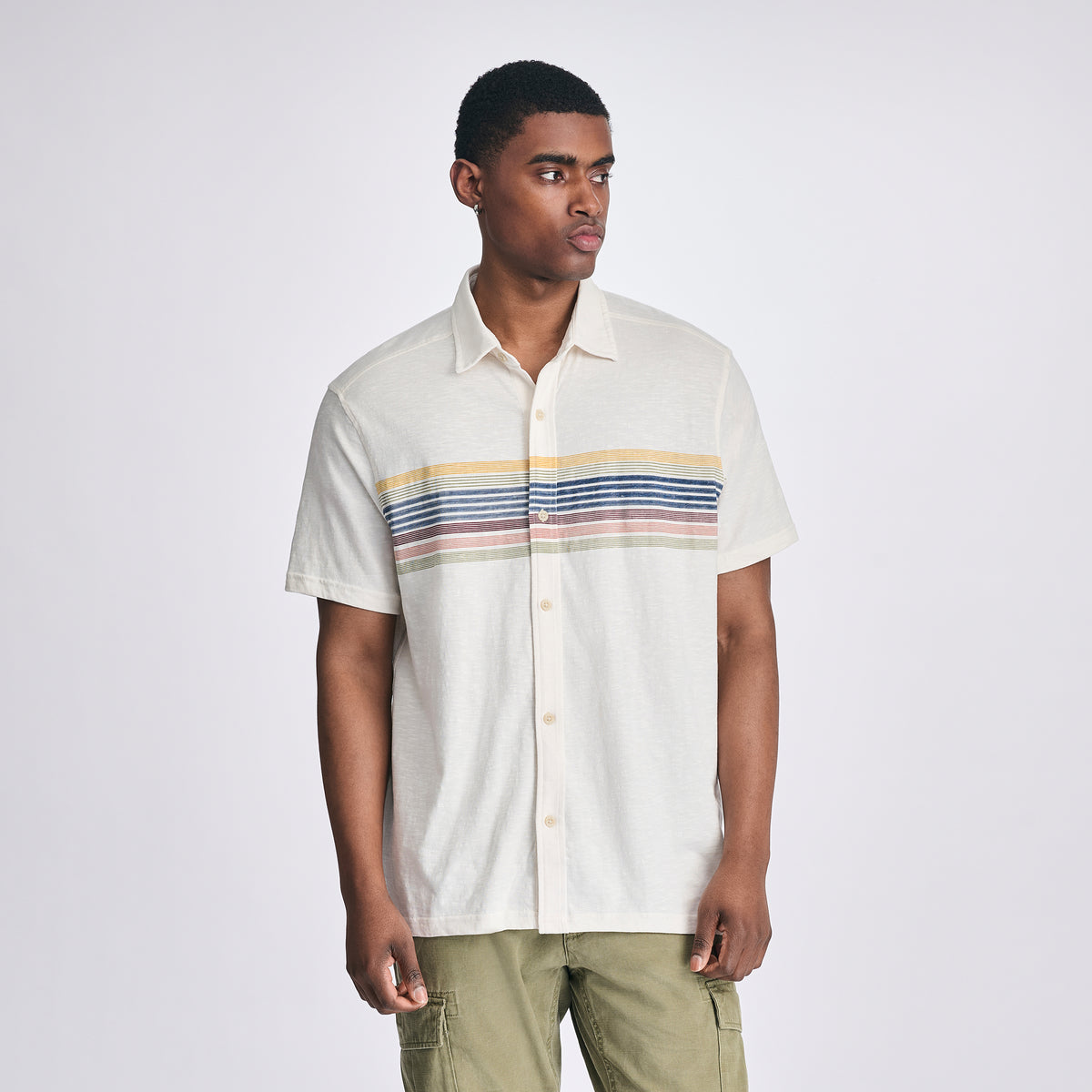 Men's Baja Knit Button-Up Shirt-Natural-1