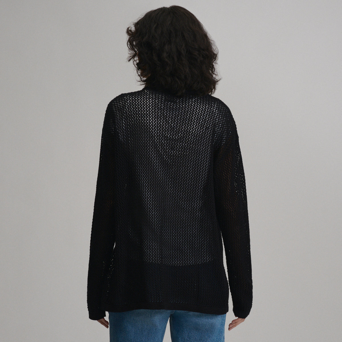 Women's Open-Front Cardigan-Black-2
