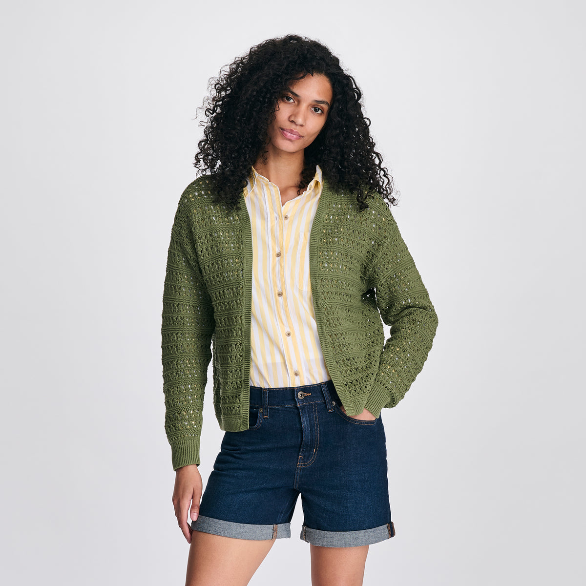 Women's Open Sitch Cardigan-Palm-4
