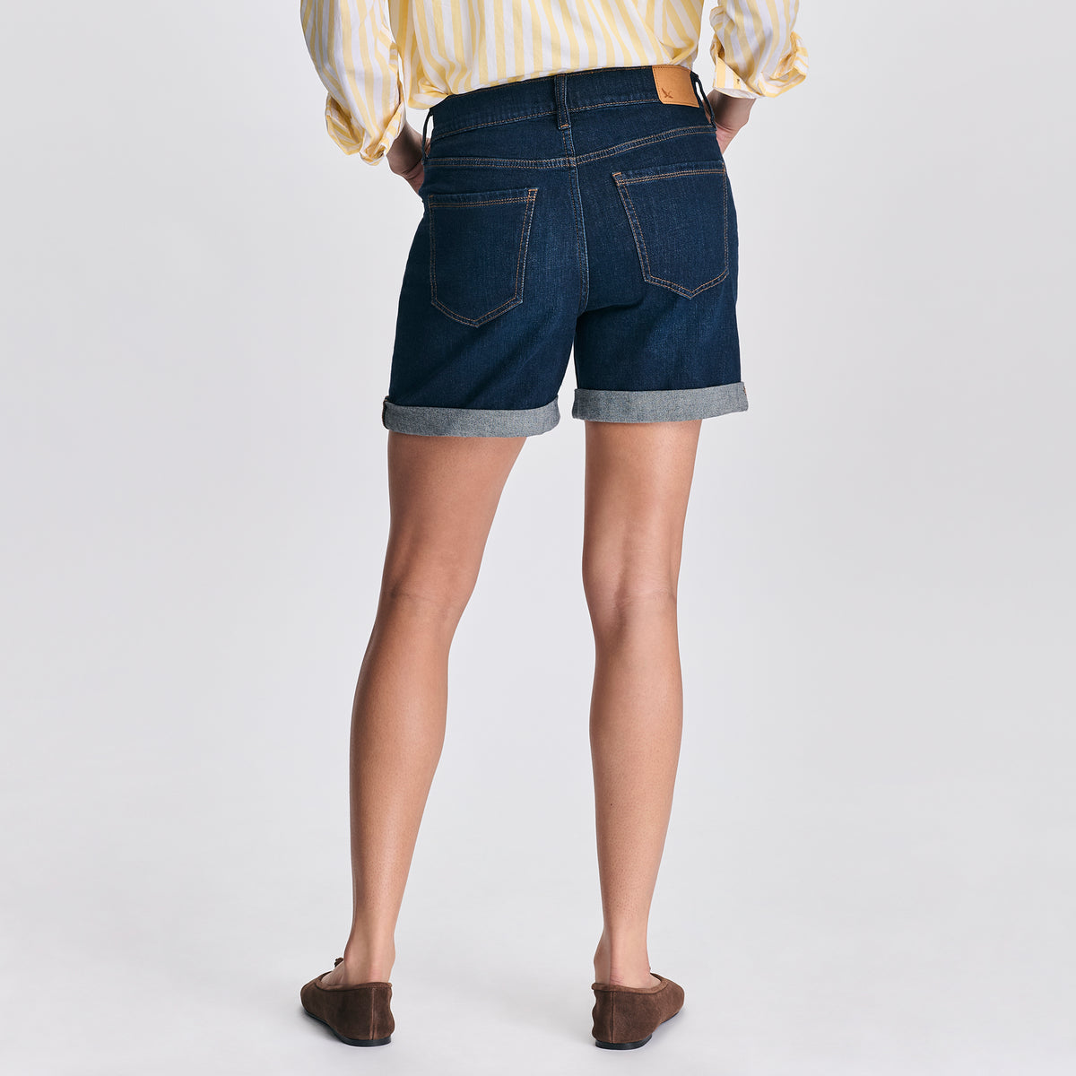 Women's Boyfriend Denim Shorts-Blue Denim-2