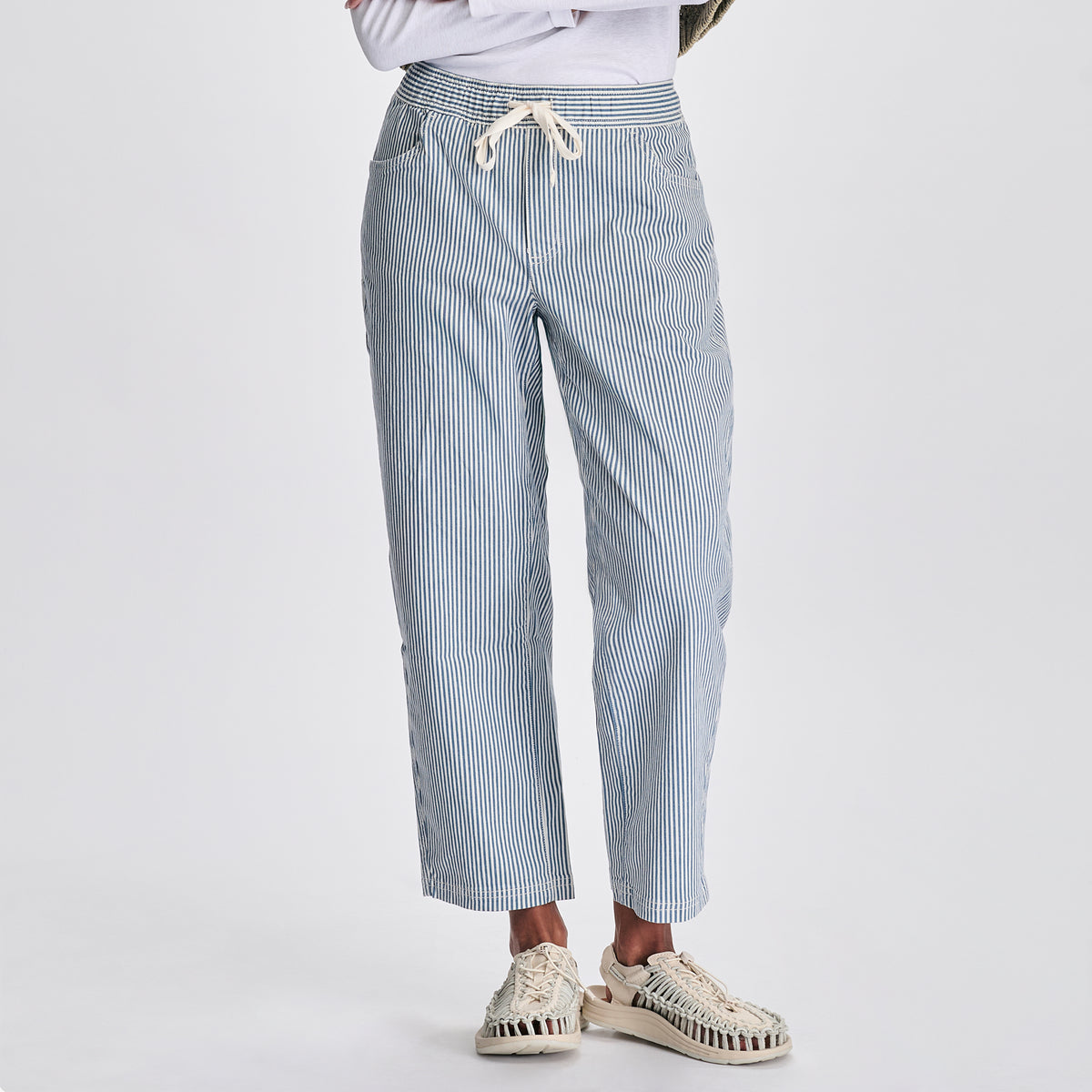 Women's Softened Legend Wash Tie Front Pants-Blue Smoke-1