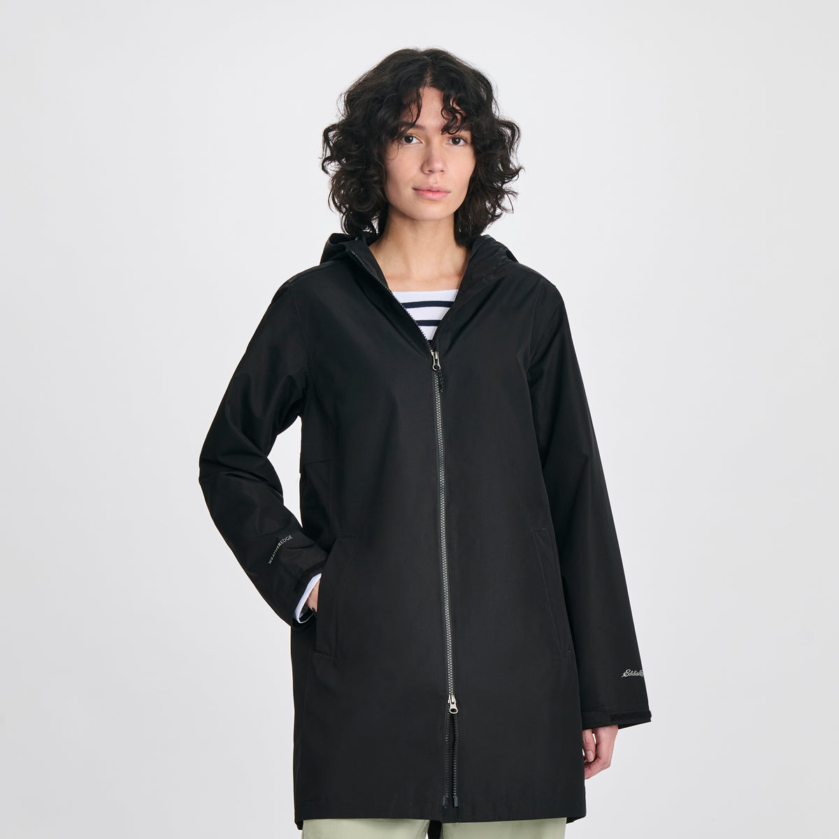 Women's Rainy Pass Water-Repellent Trench Coat-Black-1