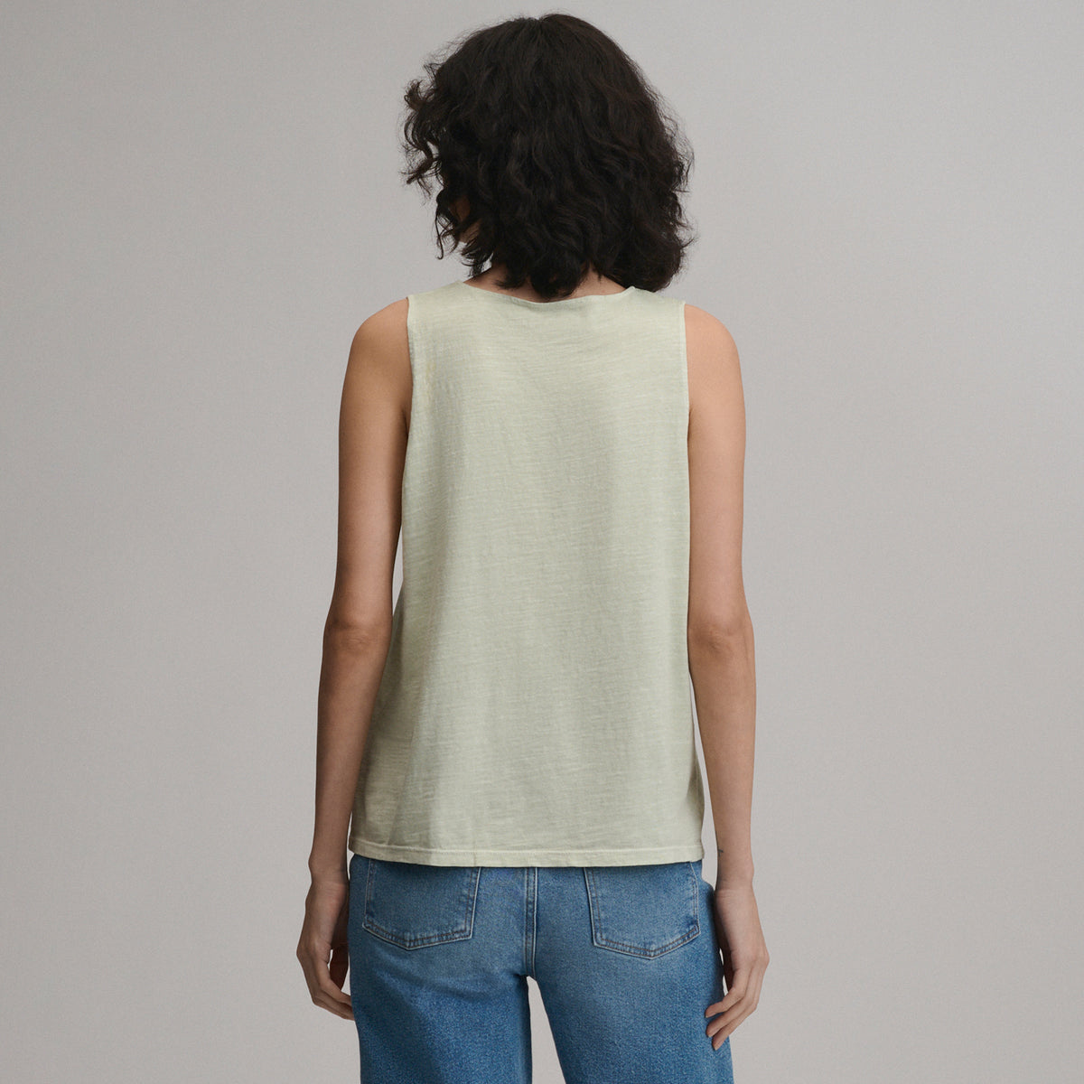 Women's Sunwashed Cotton Tie Front Tank-Honeydew-6