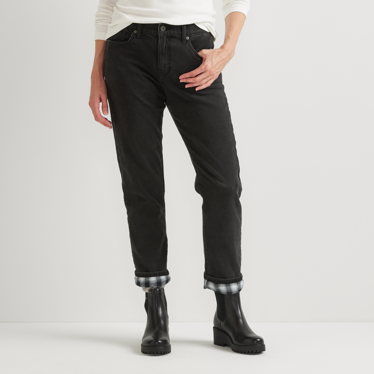 Women's Boyfriend Flannel Lined Jeans-Cider-Regular-1